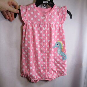 Baby Pink Sea Horse Polka Dot with embroidered 12Mo Carter's